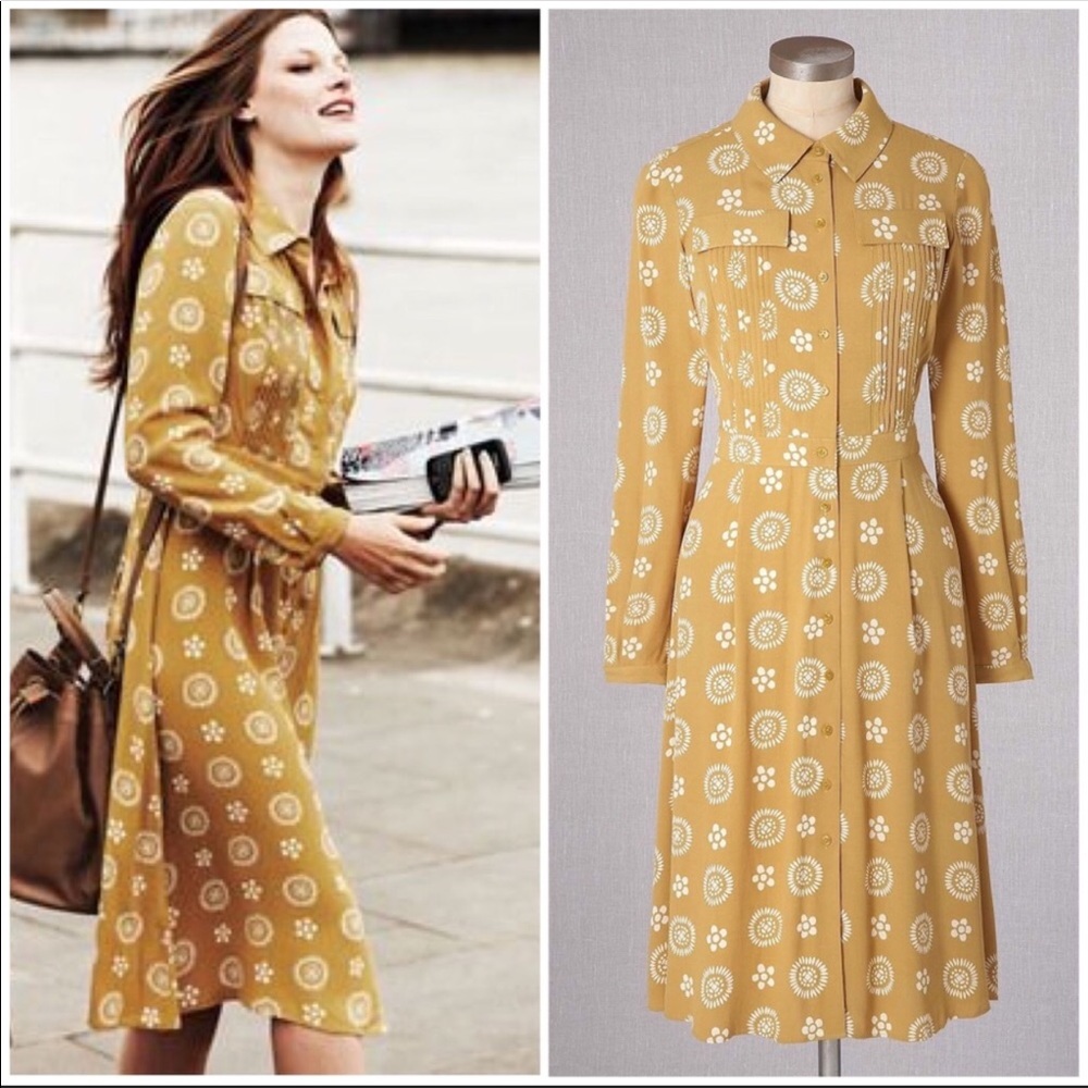 Boden vintage 70’s button front shirt dress